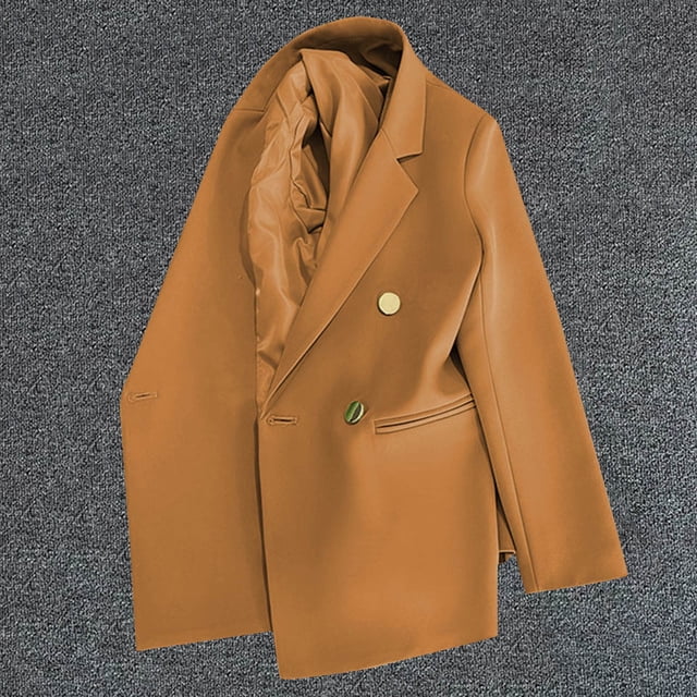 Blazer de mujer, moda informal, color liso, bolsillo, cuello vuelto, blusa de manga larga, blazer, blusa de dacrón para mujer