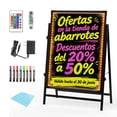 thumbnail image 1 of Foh Tablero de escritura de mensajes LED, Tablero de pizarra iluminado y borrable, efecto neón para menú cartel luminoso, con 8 marcadores de tiza fluorescente y control remoto (60x80 cm), 1 of 8