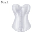 thumbnail image 2 of Corsé hasta cintura deshuesada Cincher Bustier Top Túnica sexy con botones delanteros - Blanco, 2 of 6