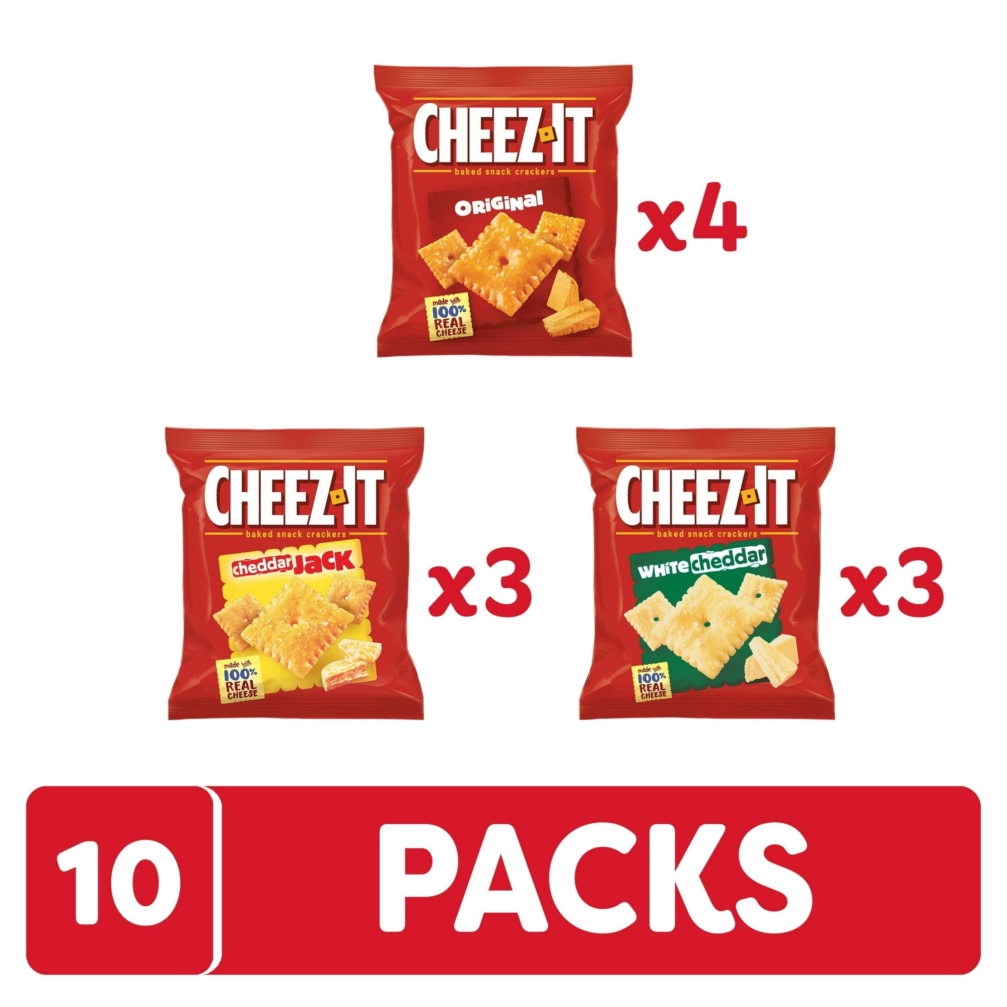 ( 3 Pack ) Cheez-It Variety Pack Baked Snack Crackers, Lunch Snacks, 10 Count