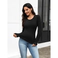 thumbnail image 3 of Ekouaer Womens Long Sleeve Shirt Thermal Top Soft Lightweight Base Layer Shirt with Lace Trim Warm Scoop Neck Underwear for Winter, 3 of 8