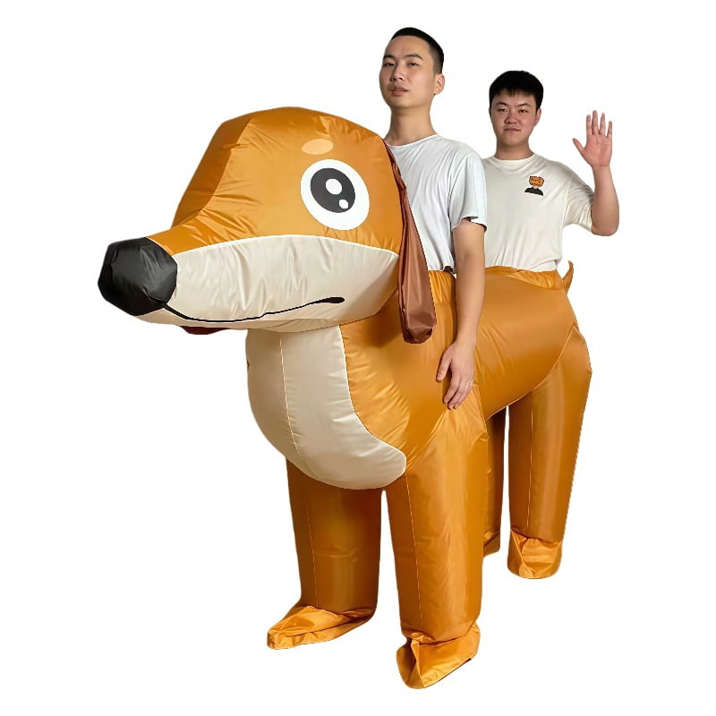 Inflatable Two-Person Dachshund Costume - Funny Ride-On Dog Outfit For Parties & Events,Height 59"–74.8",Dog