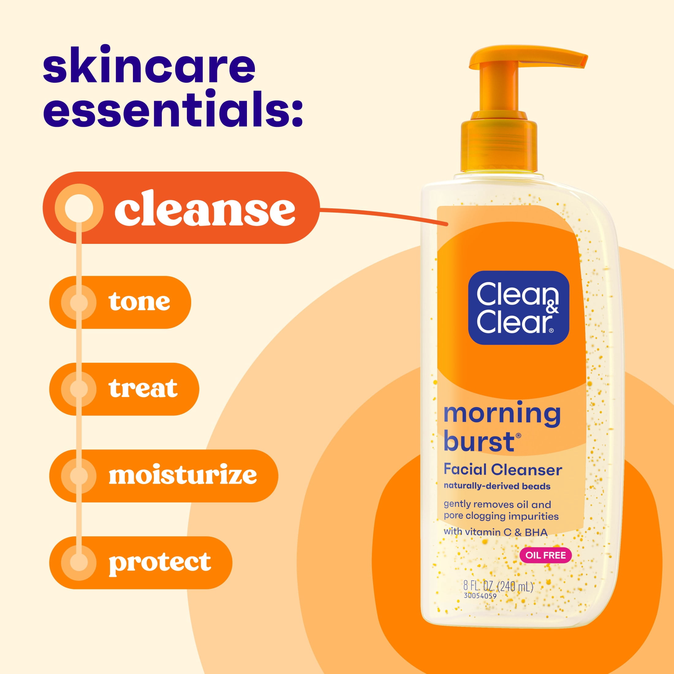 Clean & Clear Morning Burst Oil-Free Gentle Daily Acne Face Wash, 8 fl. oz