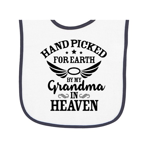 Inktastic Handpicked for Earth by My Grandma in Heaven Angel Wings Baby Terry Cloth Bib