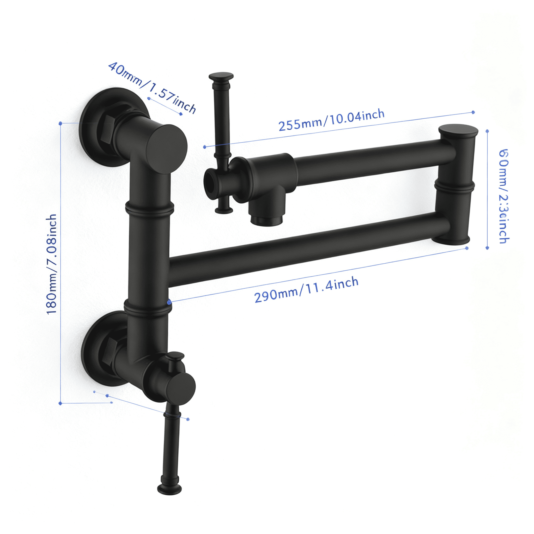 Wall mounted Pot Filler Faucet, Modern Brass Pot Filler Two-Attachment Wall Mount Folding Kitchen Pot Filler Swing Arm