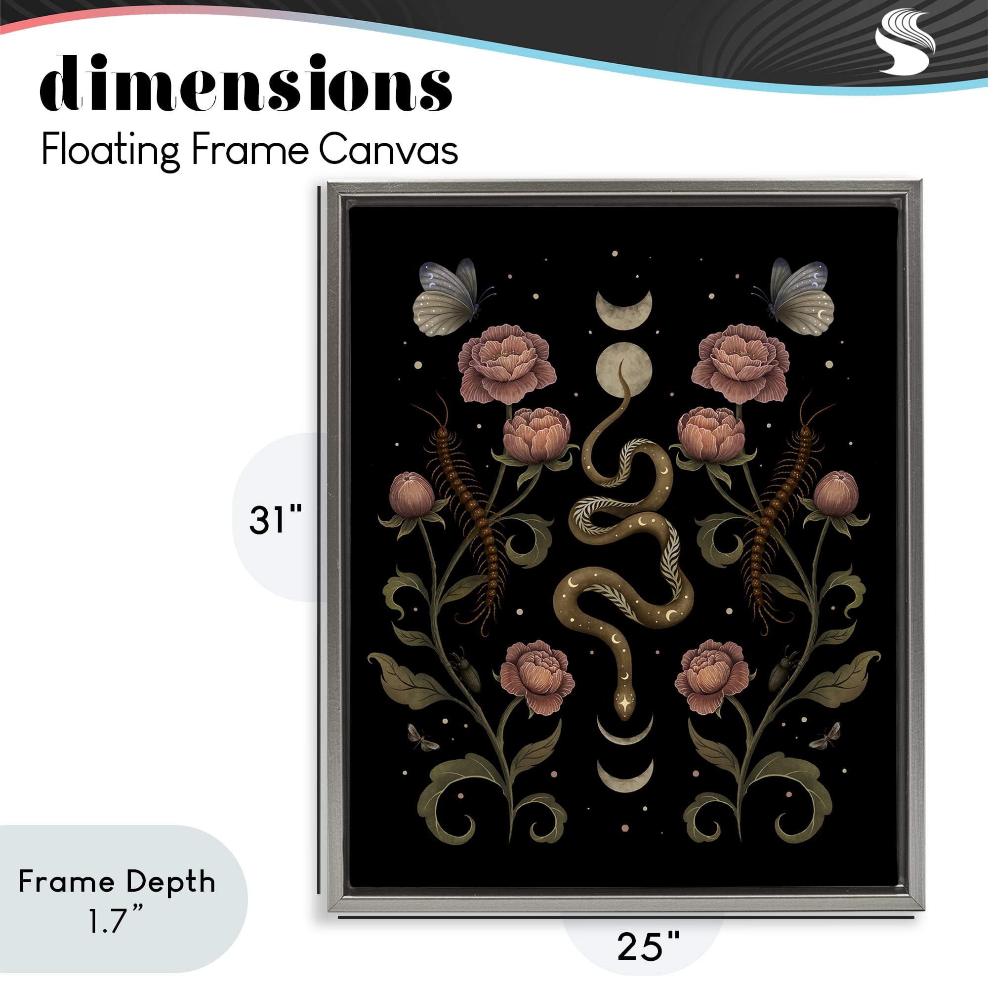 Stupell Industries Serpentine Garden Symmetry Gray Framed Floater Canvas Wall Art, design by Episodic Drawings