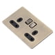 thumbnail image 1 of Switch de interruptor de encendido, Elegantes y Proncicos Interruptores de 2 enchufes 2 Salidas de Acero Panel inoxidable de Inchufe de Interruptor de Acero para oxidable para Uso, 1 of 7
