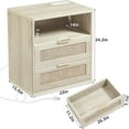 thumbnail image 2 of Leyaoyao Farmhouse Night Stand with Charging Station, End Table with 2 Rattan Drawers, Adult Wood Bedside Storage Cabinet, Grey Oak, 2 of 8