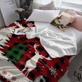 thumbnail image 3 of Christmas Red Throw Flannel Blanket 50x80In Black Plaid Reindeer Xmas Tree Silhouette Super Soft Cozy Bed Blanket, Lightweight Plush Fuzzy Bed Throw for Bedroom Sofa Couch Living Room, 3 of 4