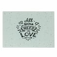 thumbnail image 1 of Love Cutting Board, Vintage Style All You Need is Love Inscription Retro Hippie Phrase with Grunge Look, Decorative Tempered Glass Cutting and Serving Board, Small Size, Black White, by Ambesonne, 1 of 1