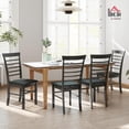 thumbnail image 2 of Set of 4 Farmhouse Upholstered Wooden Dining Chairs with Rubber Wood Frame, Black and Gray, 2 of 9