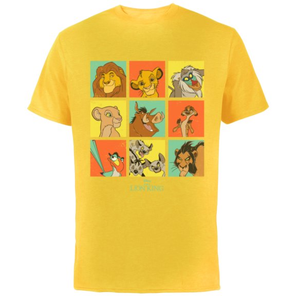 Disney The Lion King Characters 90s Grid - Short Sleeve Cotton T-Shirt for Adults - Customized-Yellow
