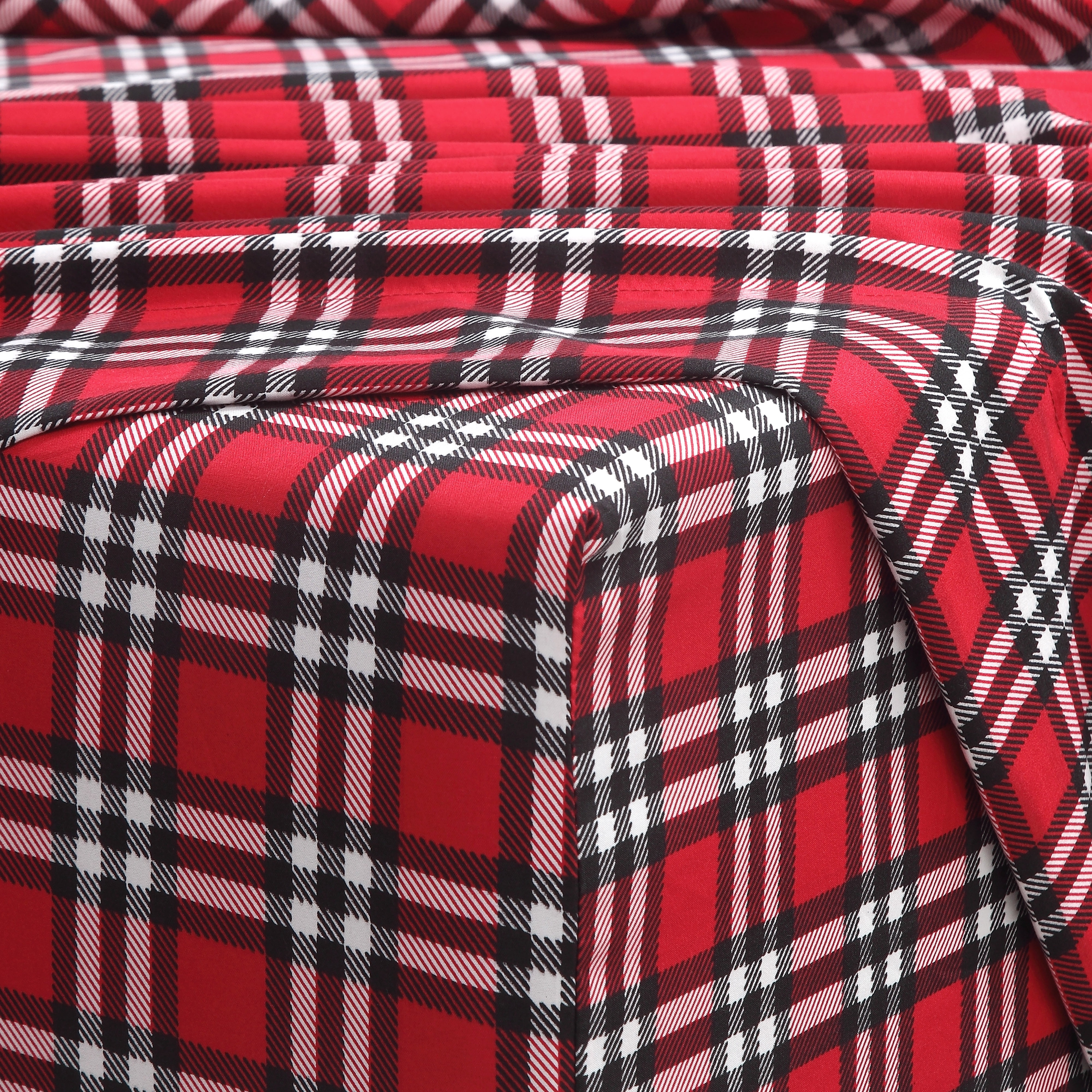 Cady Plaid Microfiber 4-piece Sheet Set Queen