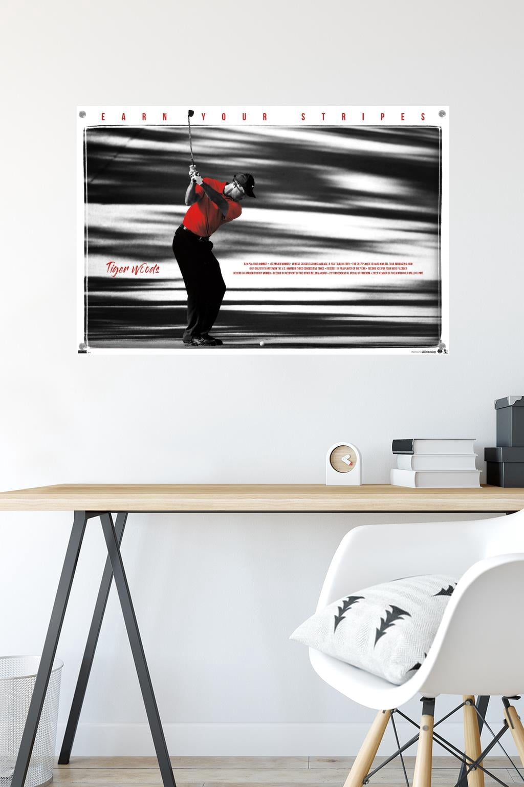 Tiger Woods - Earn Your Stripes Wall Poster with Pushpins, 22.375" x 34"