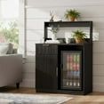 thumbnail image 7 of Rosary Blenn Coffee Bar Cabinet with Mini Fridge Space and Power Outlet, 39" Matte Black Wood Grain Finish Kitchen Cabinet with Drawer, 7 of 7