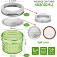 thumbnail image 2 of 3Pcs Multicolor Mason Jars 4 oz with Regular Lids Mini Canning Jelly Honey Jars Favors DIY Projects Candle Holding Spice Jam Fruit Smoothie Salad Dressing Ketchup Date Marking Lid (3, Green, 4oz), 2 of 3