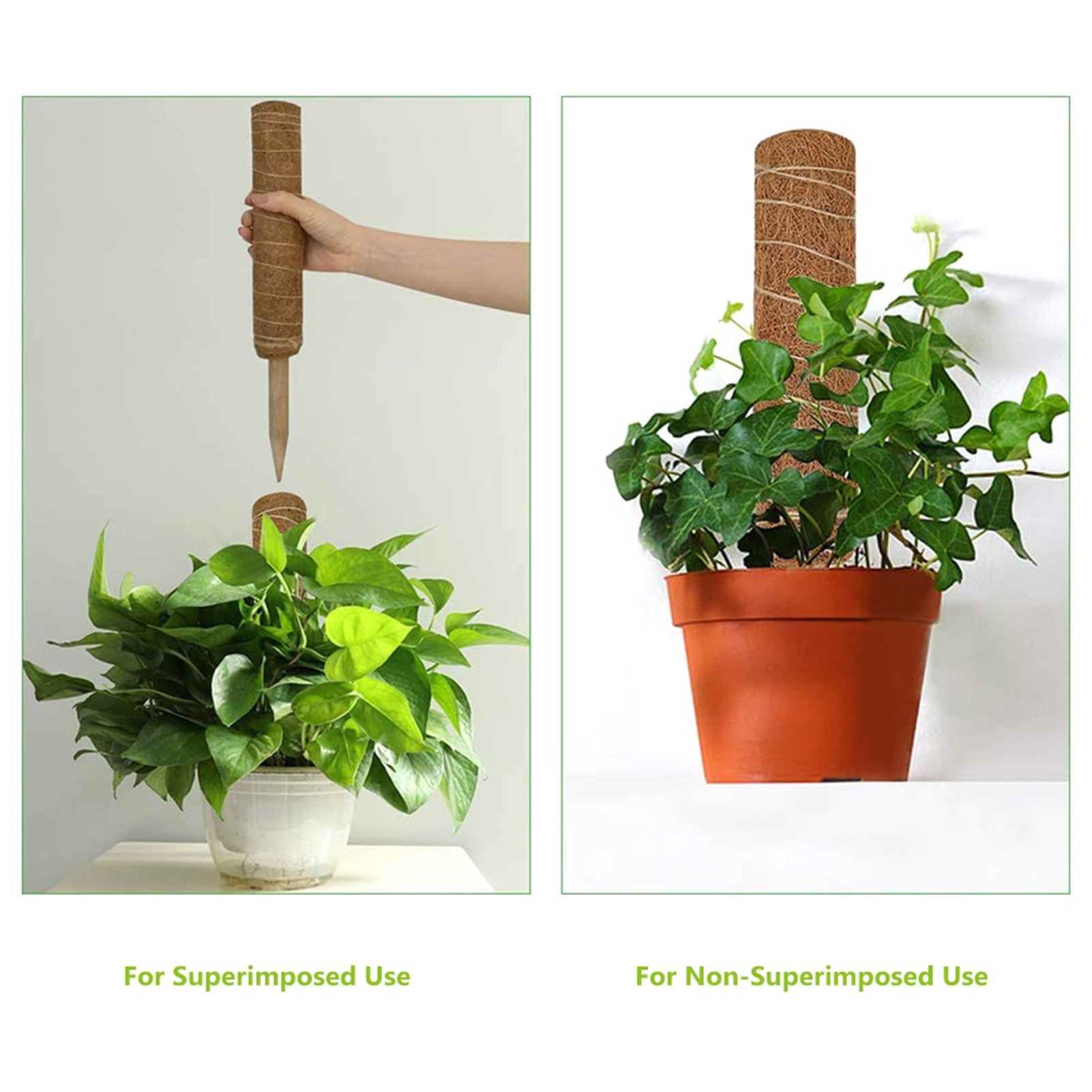 opvise Plant Support Pole Stackable Durable Wooden Coir Moss Totem Pole