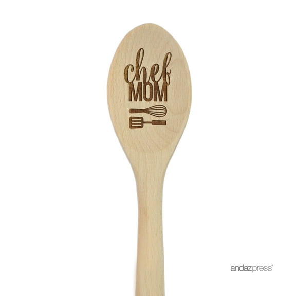 Koyal Wholesale 12-inch Laser Engraved Wooden Mixing Spoon, Chef Mom, 1-Piece