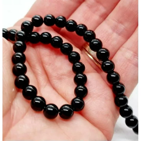 K-KED BLACK ONYX BEADS GEMSTONE CRAFT SEMI PRECIOUS STONES - 4mm 6mm 8mm 10mm 15"-6 mm