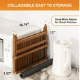 thumbnail image 7 of Teak wood bowl and dish drying rack with utensil rack, 2-layer foldable bowl rack, wooden bowl rack for kitchen counter, foldable drying rack with absorbent dishwashing mat, 7 of 7