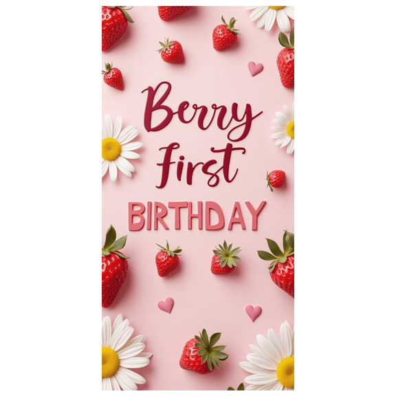 Floral Decorations Berry First Birthday Strawberry Theme Banner Daisy Design for First Birthday Party Kids Celebration