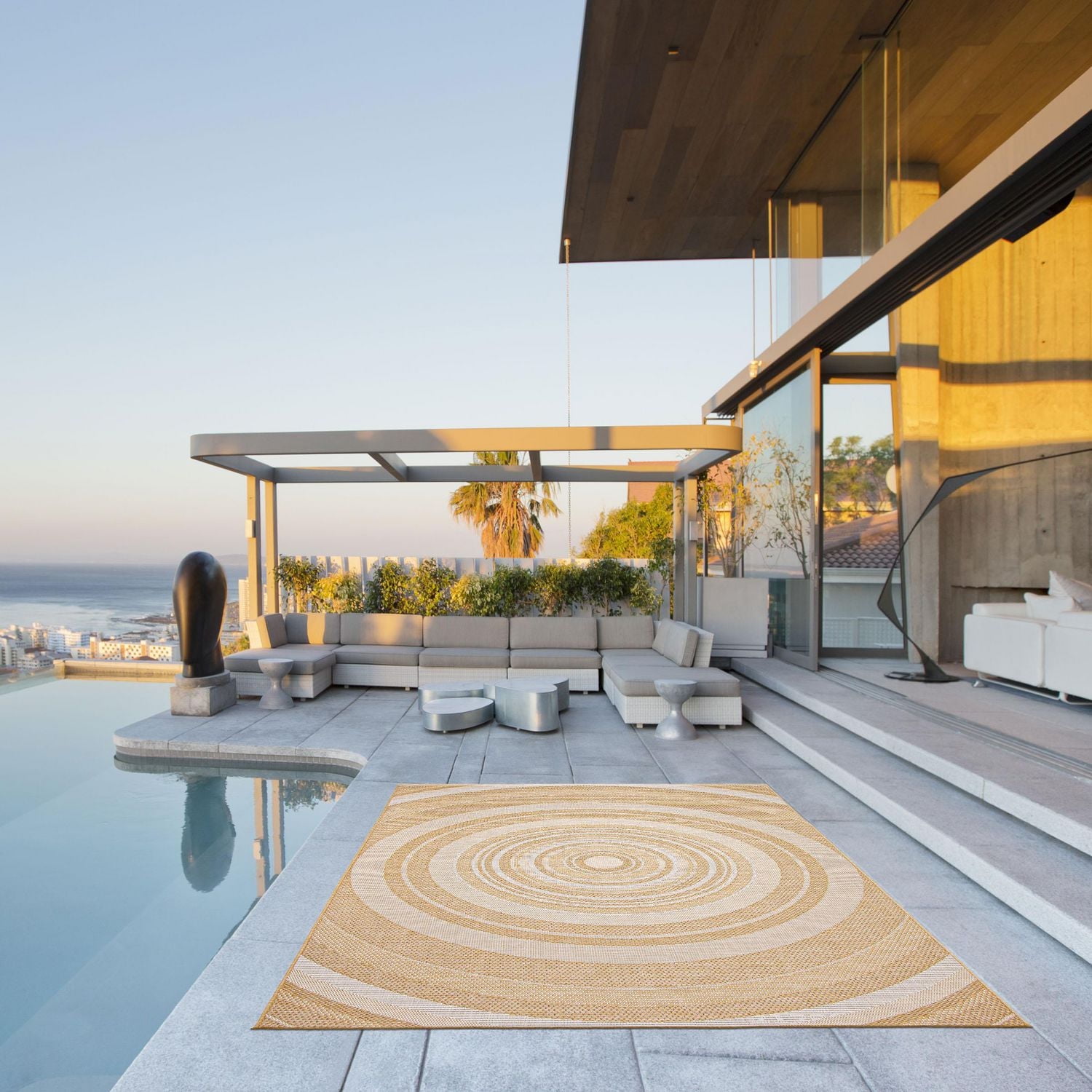 ECARPET Outdoor Area Rug for Patio, Deck, Backyard, Camping, Water Proof Carpet, Veranda Modern Collection