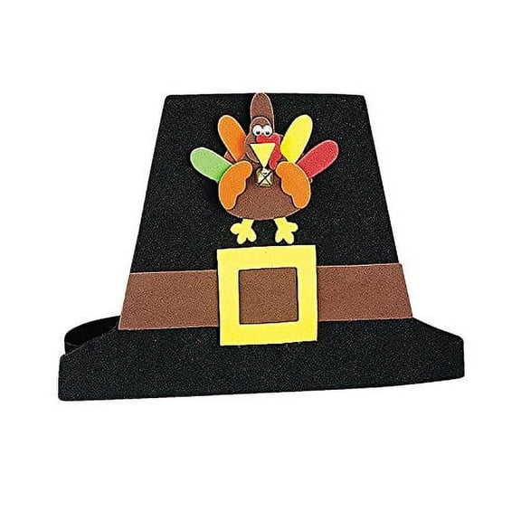 Pilgrim Hat with Turkey Craft Kit, Craft Kits, Hat & Mask, Apparel Craft Kits, Thanksgiving, 12 Pieces, Other