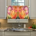 thumbnail image 2 of Yayeee Kitchen Curtains Tier Pair Light Filtering 27"x24" Rod Pocket Short Cafe Window Panel, Pink Abstract Floral, 2 of 7