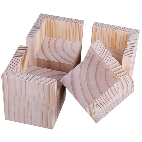 4 Pack Solid Wood Furniture Risers – 2.76" Height for Bed, Sofa & Table Legs, Heavy Duty Natural Wood Bed Frame Extenders, Recessed Top for Stable Lifting, Under‑Bed Storage & Robot Vacuum Access