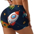 thumbnail image 2 of Fotbe Spaceships and Stars Seamless Shorts, Womens Workout Shorts High Waist Stretch Booty Short for Gym/Yoga/Running/Biking-Small, 2 of 9