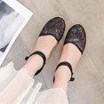 thumbnail image 4 of JeashCHAT Sandals for Women, Slide Sandals Women's Sandals Wedge Heels Heightening Shoes Mesh Point Buckle Casual Shoes (Black), 4 of 7