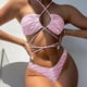 thumbnail image 5 of Traje de baño de dos piezas para mujer Traje de baño bikini con estampado de rayas, 5 of 5