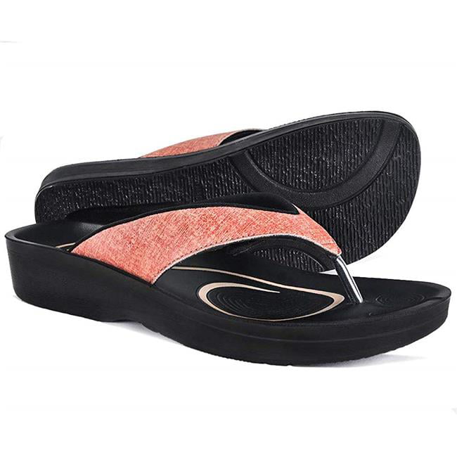 US Women 11, Mellow Peach AEROTHOTIC Womens Comfortable Orthotic Flip-Flops Sandal