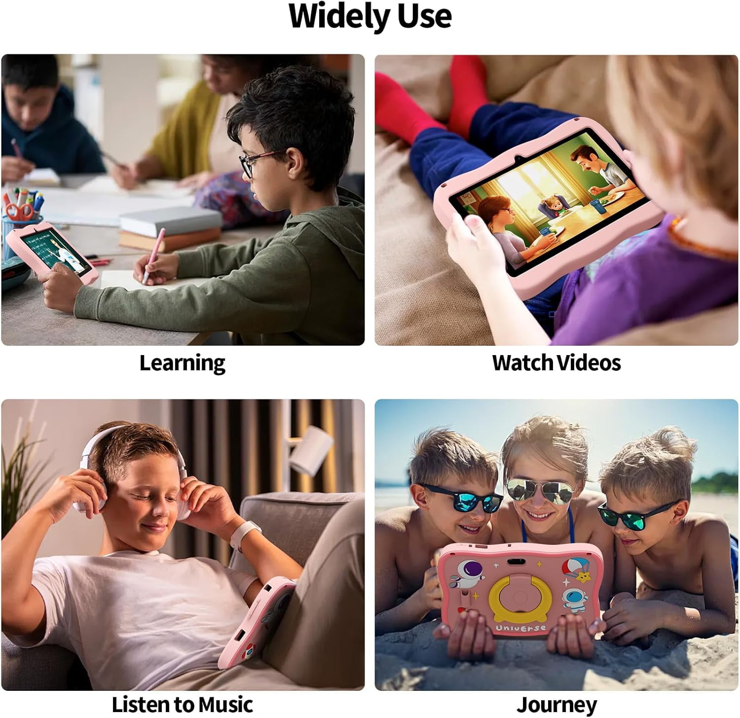 Kids Tablet,Android Toddler Tablet, 128GB Storage, Dual Camera, Shockproof Case, Parental Control Tablets Support