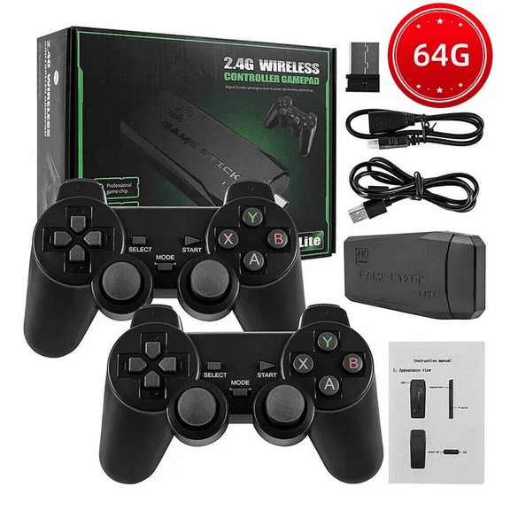 Wireless Retro Playing Machine, 9 Classic Emulators, Plug and Play Video Play Stick Built-in 20000  Classic Plays, 4K Output for TV with Dual 2.4G Wireless Controllers(64G)