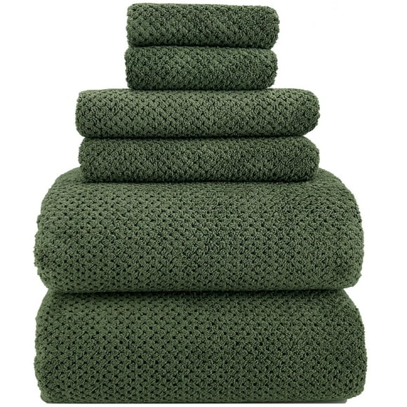 Toallas de baño YTYC de gran tamaño, 100 x 200 cm, verde oliva, 6 unidades