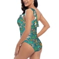 thumbnail image 4 of Easygdp Jungle Animals Women's One Shoulder Ruffle Monokini Bathing Suits with Removable Chest Pad, Quick Drying - Small, 4 of 8