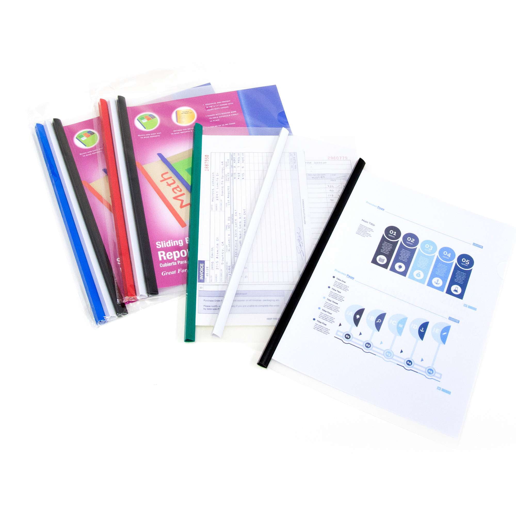 BAZIC Report Covers w/ Sliding Bar, Clear Front Letter Plastic Folders,  9-Count - Walmart.com