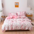 thumbnail image 2 of Juego de 3 uds de funda de edredón de poliéster veteado, funda de almohada, juego de cama EU AU King Size (rosa), 2 of 8