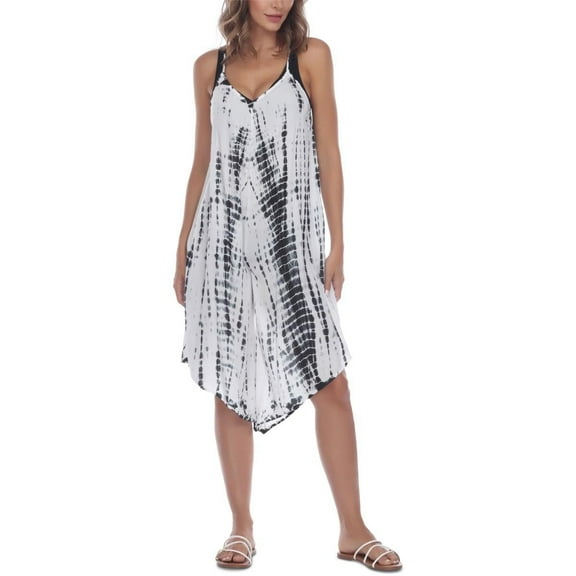 Raviya Women's Tie-Dye Jumpsuit Cover-Up Black White L New
