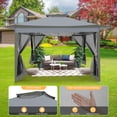 thumbnail image 4 of COBIZI 12'x12' Pop-up Gazebo Patio Gazebo Outdoor Gazebo Canopy with Mosquito Netting Patio Tent Backyard Canopy with 2-Tiered Vented Top 3 Adjustable Height and 144 Square Ft of Shade, Dark Gray, 4 of 16