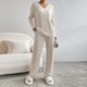 thumbnail image 2 of Conjunto de dos piezas de otoño-invierno para mujer: jersey de punto y pantalones anchos, traje informal holgado de color liso para el día a día o para fiestas, 2 of 6