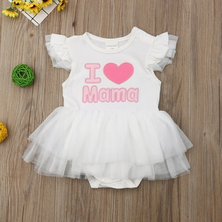 

Toddler Baby Girl Clothes Father s Day&Mother s Day Dress Ruffle Sleeve Romper Clothing Outfit