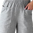thumbnail image 3 of Pantalones anchos de lino para mujer, pantalones de playa holgados con cordón de cintura alta y bolsillo, 3 of 5