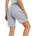 thumbnail image 5 of Stelle Women's 7" Bermuda Shorts Casual Drawstring Cotton Lounge Shorts with Pockets,Above Knee Length Athletic Running Workout Yoga Sweat Shorts,Summer Loose Comfy Lightweight Pants,XS-XXL Gray, 5 of 7