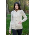 thumbnail image 4 of SAOL 100% Merino Wool Women's Aran Button Up Cable Knit Cardigan Sweater Irish Lumber Jacket with Pockets Made in Ireland, 4 of 6