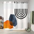 thumbnail image 6 of No Hook Shower Curtain with Built-in Rings - Boho Mid Century Modern Washable Waterproof Fabric Bathroom Curtains for Hotel,Rentals, 72 X 78 Inch Long , Orange Navy Blue Beige, 6 of 9