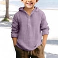 thumbnail image 2 of Tigivemen Hoodied Henley Shirts for Boys Long Sleeve School Shirt with Buttons Casual Beach Jacket Tshirts Purple Size 14-15 Years, 2 of 4