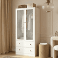 thumbnail image 4 of RichYa Armoire Wardrobe Closet with 2 Drawers,Clothes Storage Cabinet with Hanging Rod,Closet Organizer for Bedroom,White(A), 4 of 11