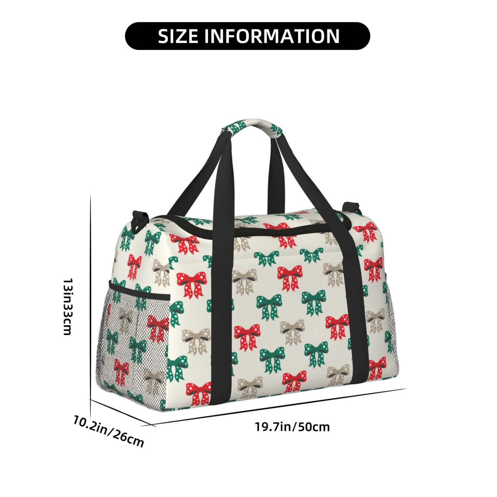 Fuzoiu Retro bows Print Travel Duffle Bag,Carry On Tote Bags,Duffel Bag,Sport Gym Bag, Hospital Bag for Labor and Delivery, Overnight Bag,Luggage Bag